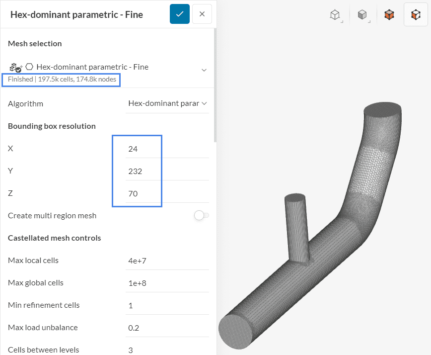 fine mesh resolution gci hex dominant
