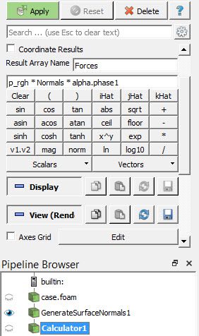 forces paraview result for multiphase analysis