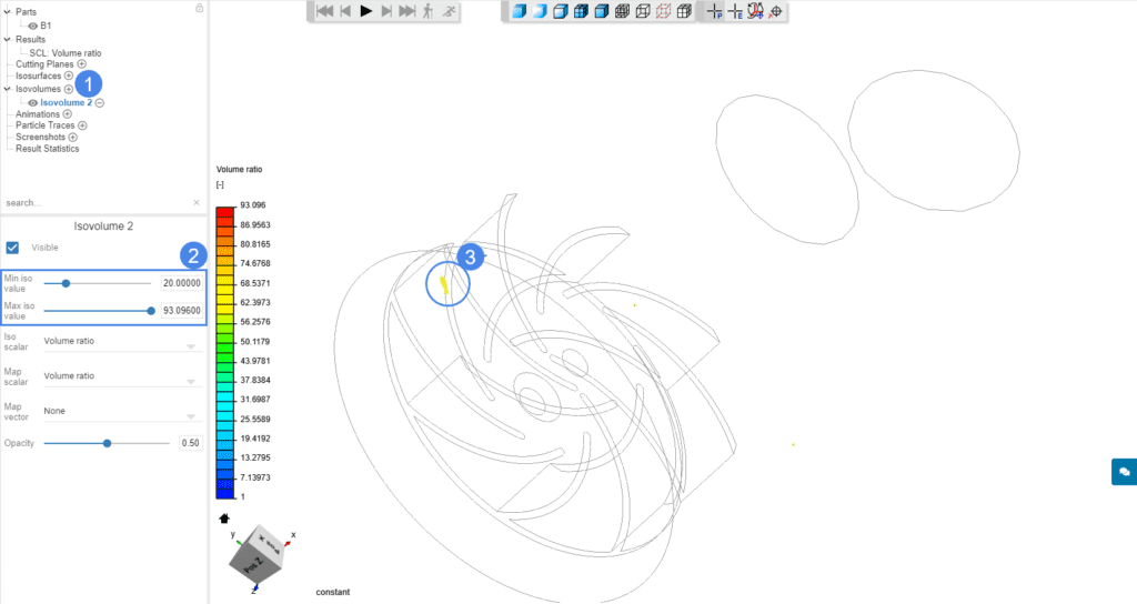 isolated elements with volume ratio between 20 and 93