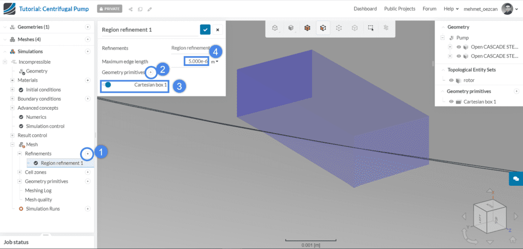 region refinement to improve mesh quality