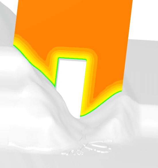 atmospheric boundary layer following the topology and the building