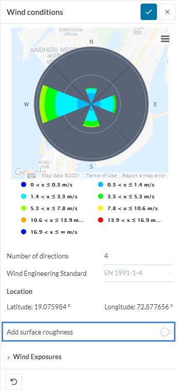 surface roughness option in wind conditons