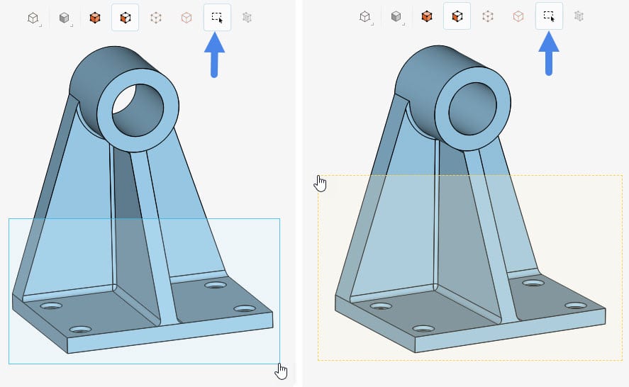 visualization of the box selection available within the platform's selections tools 