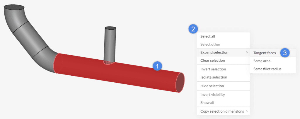 tangent selection in simscale