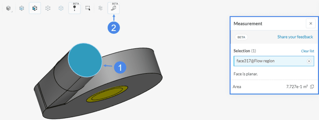 Selecting a face to calculate the area