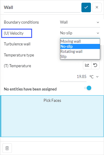 wall boundary condition settings