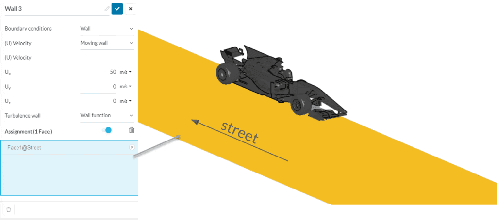 moving wall application on a street simscale