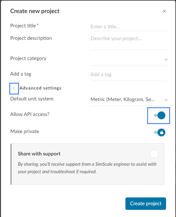 accessing project settings from the workbench