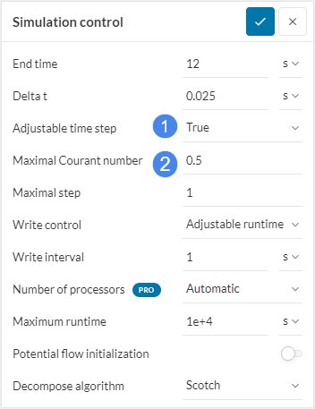 Delta t in transient Adjustable Time step Control true
