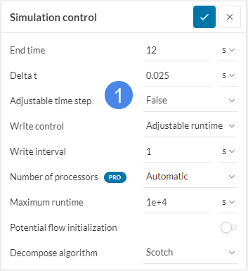 Delta t in transient Adjustable Time step Control false