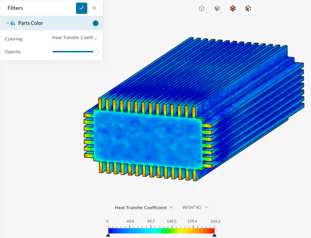example results for heat transfer coefficient