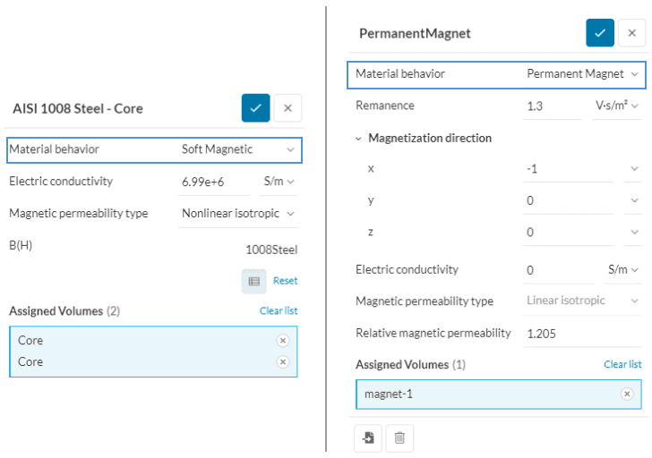  soft magnetic vs permanent magnet material setup electromagnetics