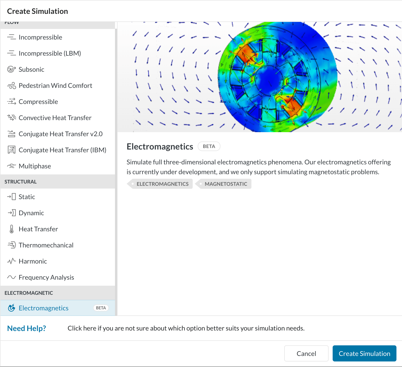 Electromagnetics analysis type.