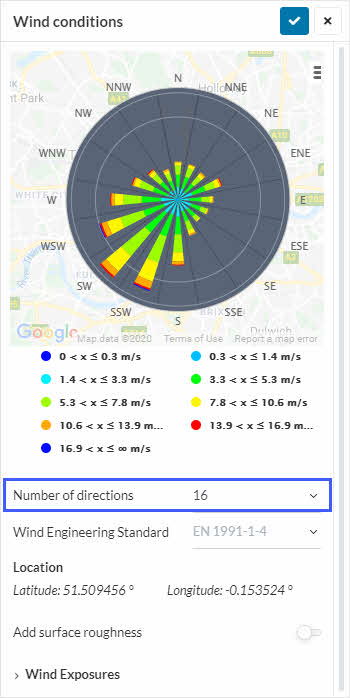 wind data for 16 directions imported form meteoblue