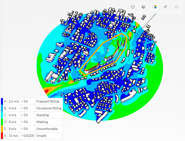 wind comfort criterion evaluated at absolute and relative heights