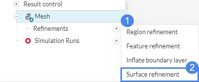 how to add surface refinements when using hex-dominant mesh 