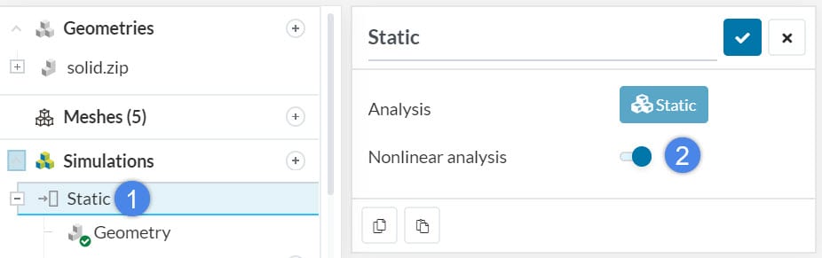 Nonlinear analysis setup option