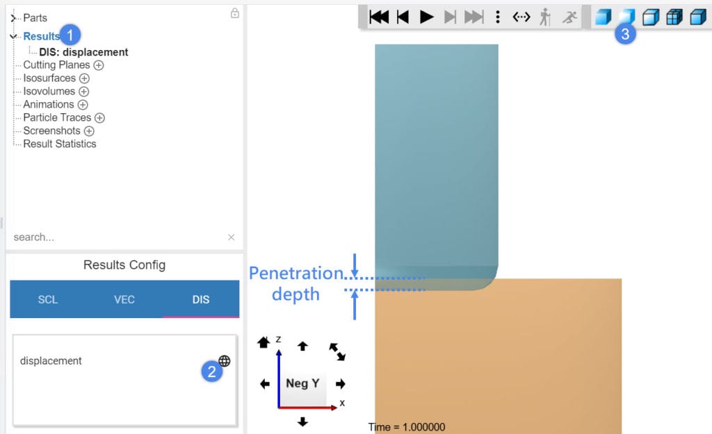 displacement analysis on the post processing 