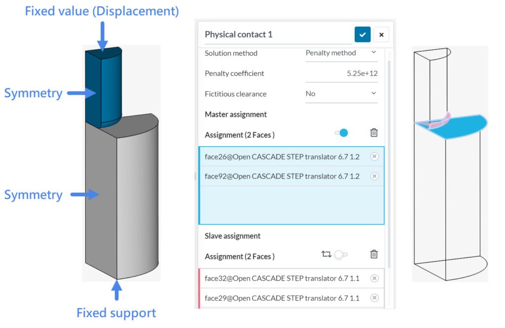 physical contact coefficient assignment, problem when parts collide in nonlinear static analysis