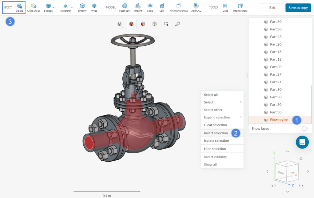 creating flow region in cad mode