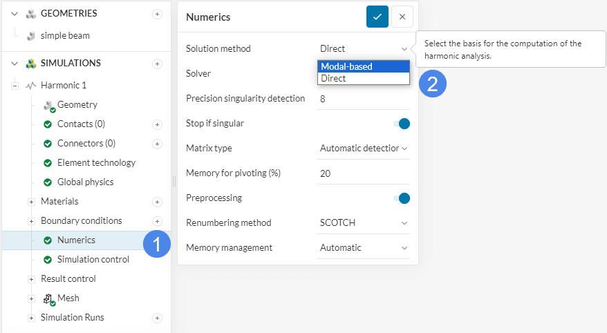 Modal based harmonics switch to modal based